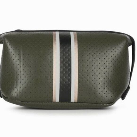 Dark Green Coated Neoprene - Cosmetic Case - NEW   NWT - Picture 3 of 9
